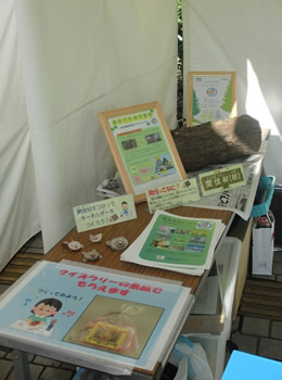 間伐材・クラフトキットの展示。