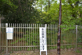開放日には幟を立て、ゲートを開いて案内する。（狛江市提供）