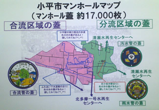 小平市の下水道は、市域の西側が合流式、東側が分流式